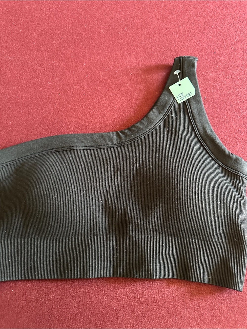 Seamless One-Shoulder Ribbed Bralette in Black